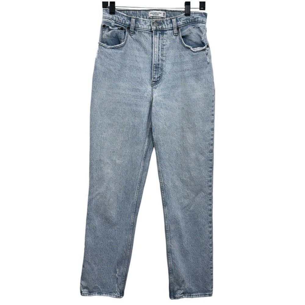 Abercrombie Curve Love 90s Straight Ultra High Rise Distressed Jeans 30 / 10 W30